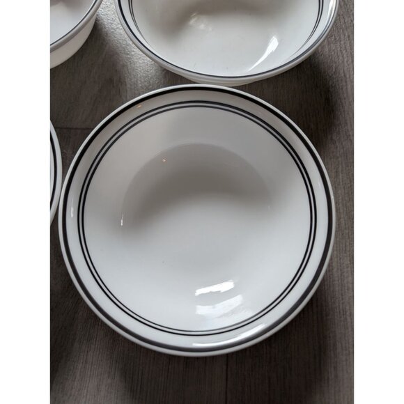 Corelle Classic Cafe White Bowls With Black Double Stripe Set Of 4 - Picture 2 of 4